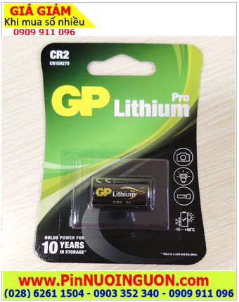 GP CR2; Pin máy ảnh Kỹ Thuật số GP CR2-2U1 Photo Lithium 3V, Pin Lithium 3V CR2 chính hãng _Xuất xứ China /Loại Vỉ 1viên